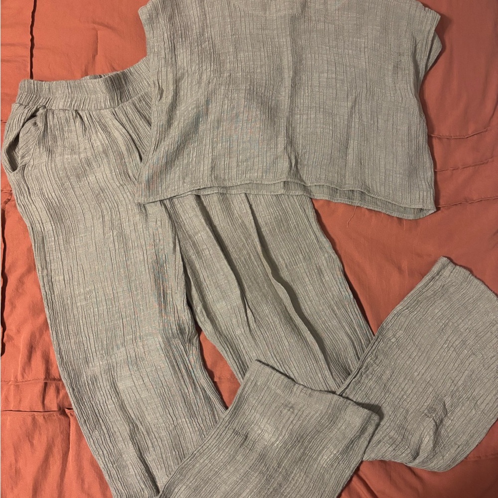 Green Textured Two-Piece Set
